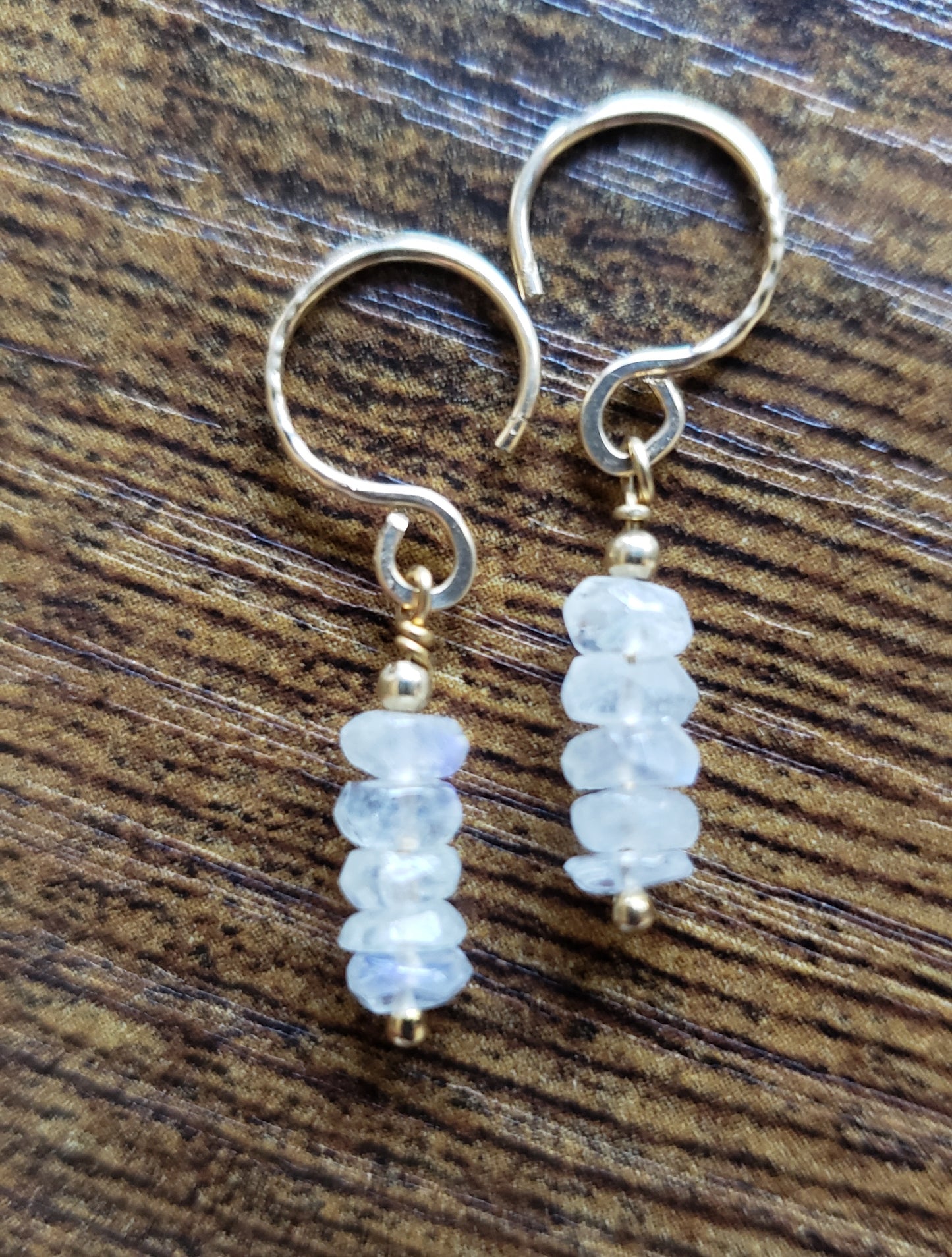 Moonstone Stack Earrings Simple Delicate Minimal 14k Gold Filled or Sterling Silver