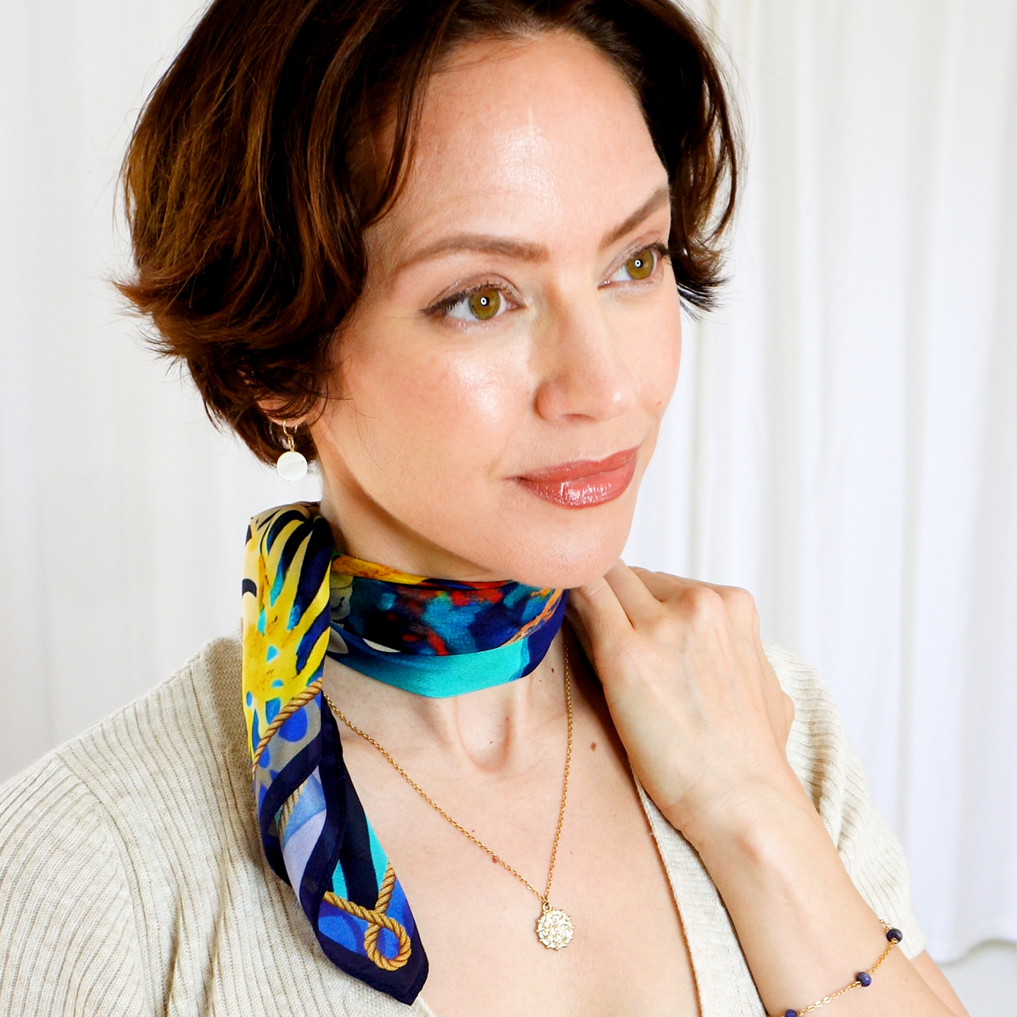 Sera 100% Silk Scarf - Luxurious Blues