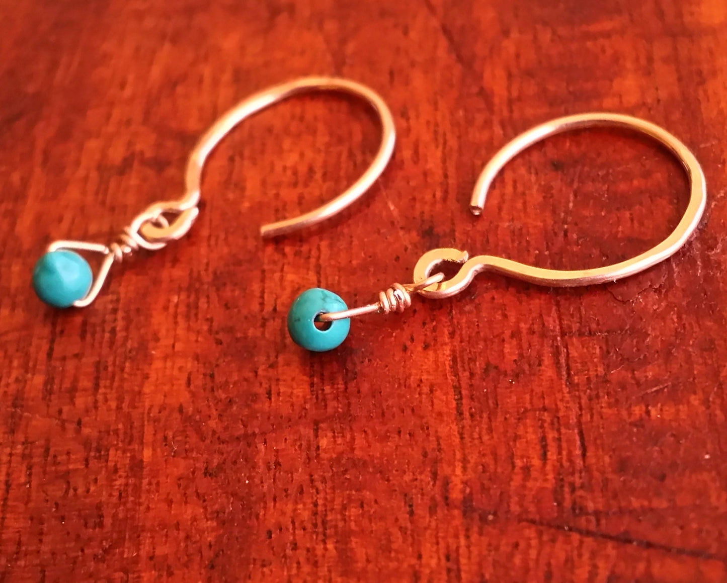 Modern Minimal Blue Turquoise Drop Earrings 14k Gold-Filled