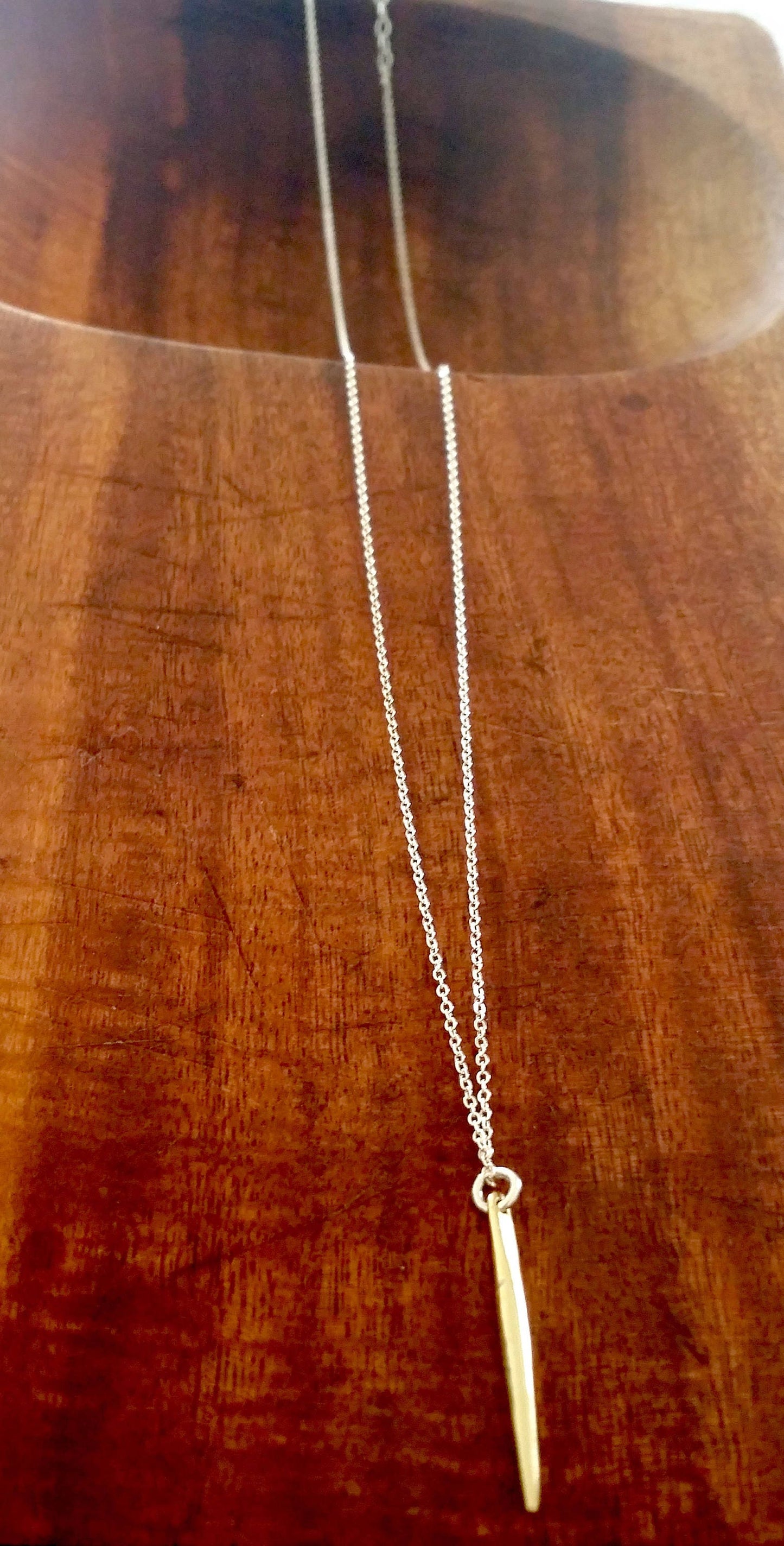 20" Sterling Silver Chain With 14K Gold Vermeil Simple Pendant Necklace | mixed metals