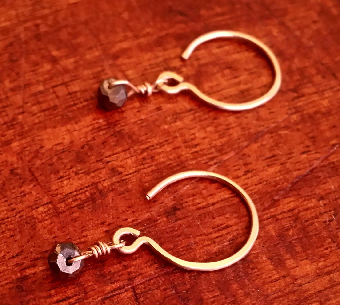 Modern Minimal Pyrite Drop Earrings in Sterling Silver or 14k Gold-Filled Simple Understated Lightweight