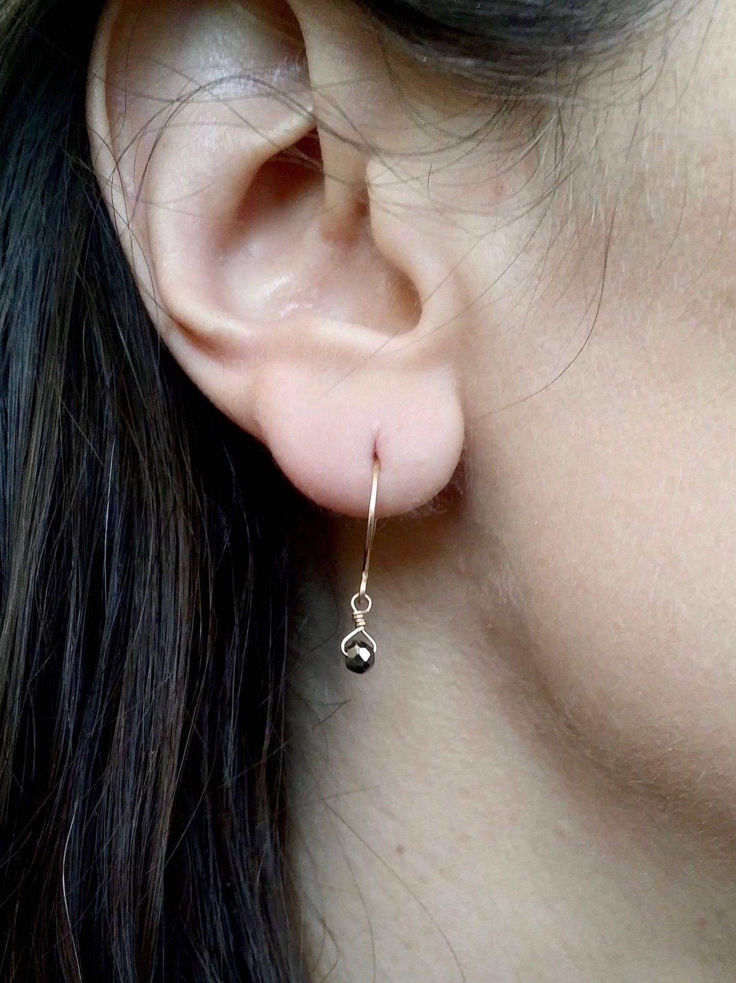 Modern Minimal Pyrite Drop Earrings in Sterling Silver or 14k Gold-Filled Simple Understated Lightweight