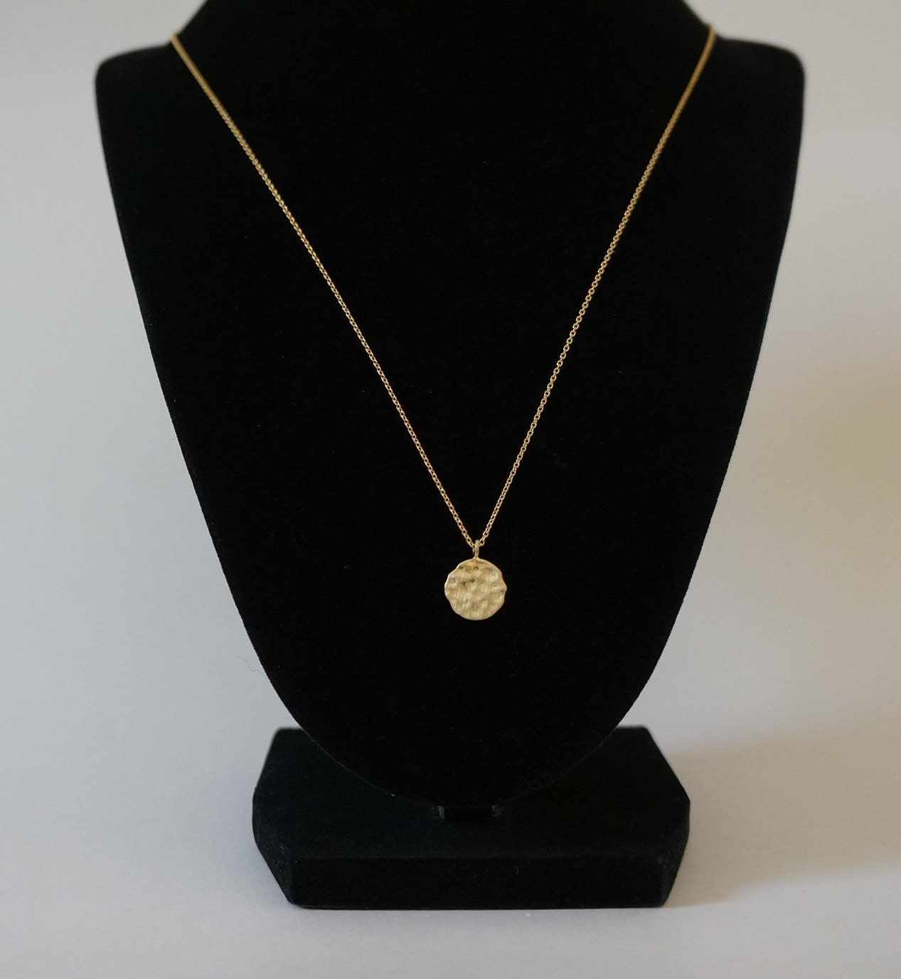 20" Hammered Circle Pendant on Fine 14k Gold-Filled Chain Necklace