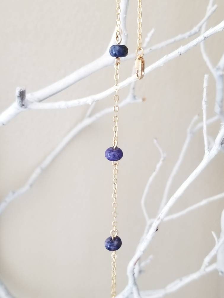 Blue Stone "Iena" bracelet with 14k Gold Filled chain