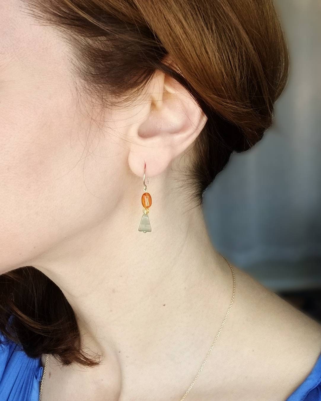 Chloe dangle earrings in 14k gold filled with Carnelian, Citrine,  and Aventurine gemstones