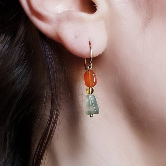 Chloe dangle earrings in 14k gold filled with Carnelian, Citrine,  and Aventurine gemstones