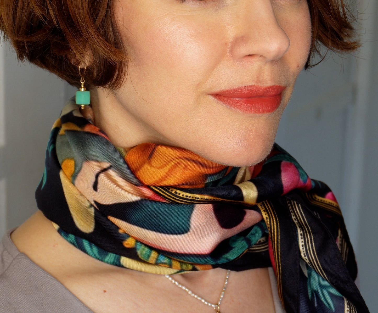 Fiona 100% Silk Scarf Deep Jewel Tones